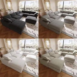 SHEZI - Juego de Sofás Modulares Cuadrados Acolchados Negros de Estilo Nórdico Wabi Sabi para Sala de Estar de Apartamento - Product Image 4