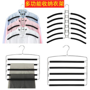 Percha para pantalones, plegable, multifuncional, de cinco capas, de espuma acolchada de algodón, estante de viaje, armario de almacenamiento, ayudante, perchas de ropa de Metal - Product Image 5