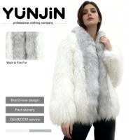 YUNJIN luxe Premium femmes col en fourrure de renard naturel manteau d'hiver vraie fourrure de laine mongole moelleux en peluche veste décontractée épais chaud