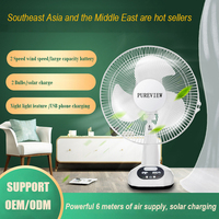Ventilateur solaire rechargeable pour la maison, fonctionnement AC/DC, grille métallique, 12 pouces, 3 pales, ventilateur électrique rechargeable