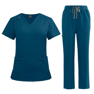 42020 High End Hospital cuello en V Spandex bambú algodón orgánico Scrubs traje vestido mujer pakistaní mujeres trajes - Product Image 4