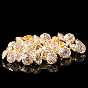 Rhinestone <b>Buttons</b> Round Shank <b>Button</b> Gold Plated Clear Crystal For Clothing Accessories Jewelry Winter 2022 Spot Goods - Product Image 2