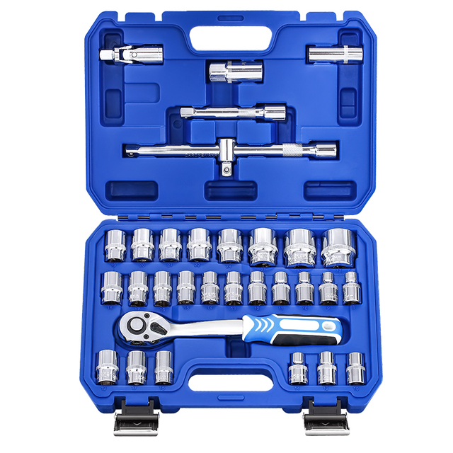 Set of 32pcs Machine Auto Repair Tools Combination Set Hand Movement Impact Socket Wrench Spanner Small Socket and Bit Set
