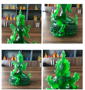 2023 الراقية الراتنج الزجاج نحت على شكل بوذا 21 سنتيمتر الأخضر تارا بادا المنزل مكتب ديكور محظوظ حلية الأزرق بوذا بوذا تمثال - Product Image 5