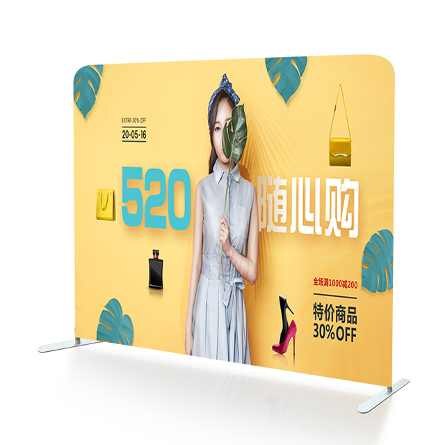 Custom printing straight shape trade show backdrop media wall tension fabric display stand