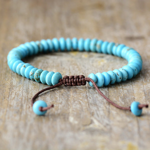 Natural Stone Beaded <b>Bracelet</b> Turquoise Blue Adjustable For Men And Women Couple Jewelry European Style - Product Image 5