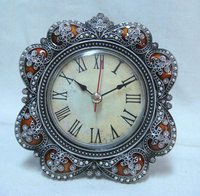 Horloge de Table en métal Antique, 15mm, avec perles blanches émaillées à la main, strass, bijou