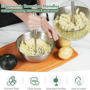 أوعية مطبخ هراسة مقاومة للصدأ بطاطس مهروسة مثالية خضروات هراسة متينة أوعية مطبخ - Product Image 2