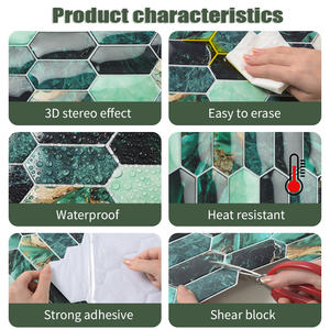 CS Crystal Drop 3D facile à installer auto-adhésif vert émeraude cuisine papier peint autocollant mural étanche - Product Image 5
