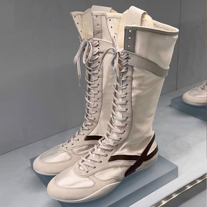 <span class=keywords><strong>Scarpe</strong></span> da Donna Personalizzate dal Produttore, Stile Boxer con Suola Piatta e Lacci, Stivali Lunghi, <span class=keywords><strong>Scarpe</strong></span> Casual da Passeggio per Signore - Product Image 1