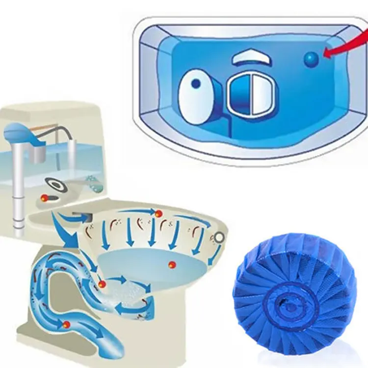 Sifonlu tuvalet temizleyici ağartıcı blok toptan mavi katı kabarcık blok klozet temizleyici tuvalet tablet temizleyici
