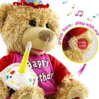 D891 vente en gros de peluches personnalisées ODM Ted anniversaire Saint Valentin chantant Musical électrique Ted en costume en peluche