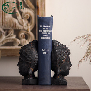 Sujetalibros con Estatua de Buda de Inspiración Zen Retro, Adornos Artesanales de Hierro con Forma de Fruta, Decoración para Oficina y Estudio, 2 Piezas - Product Image 5