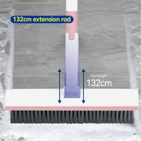 Nettoyage des carreaux de sol à long manche 2 en 1 Balai raclette Brosse à récurer les sols Brosse à récurer les sols