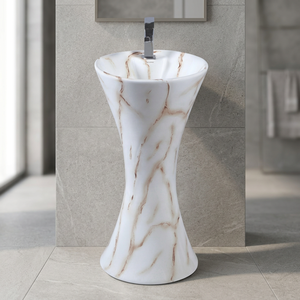 Lavabo sur pied moderne pour la maison et l'hôtel, en céramique noire et blanche, articles sanitaires - Product Image 2