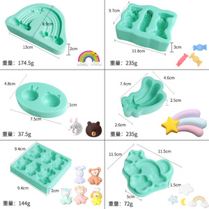 Silicone Cake Mold Animal Shape Ice Cube Chocolate Mousse Baking DIY Mold Green 6 Pieces Irregular Shape - Product Image 1