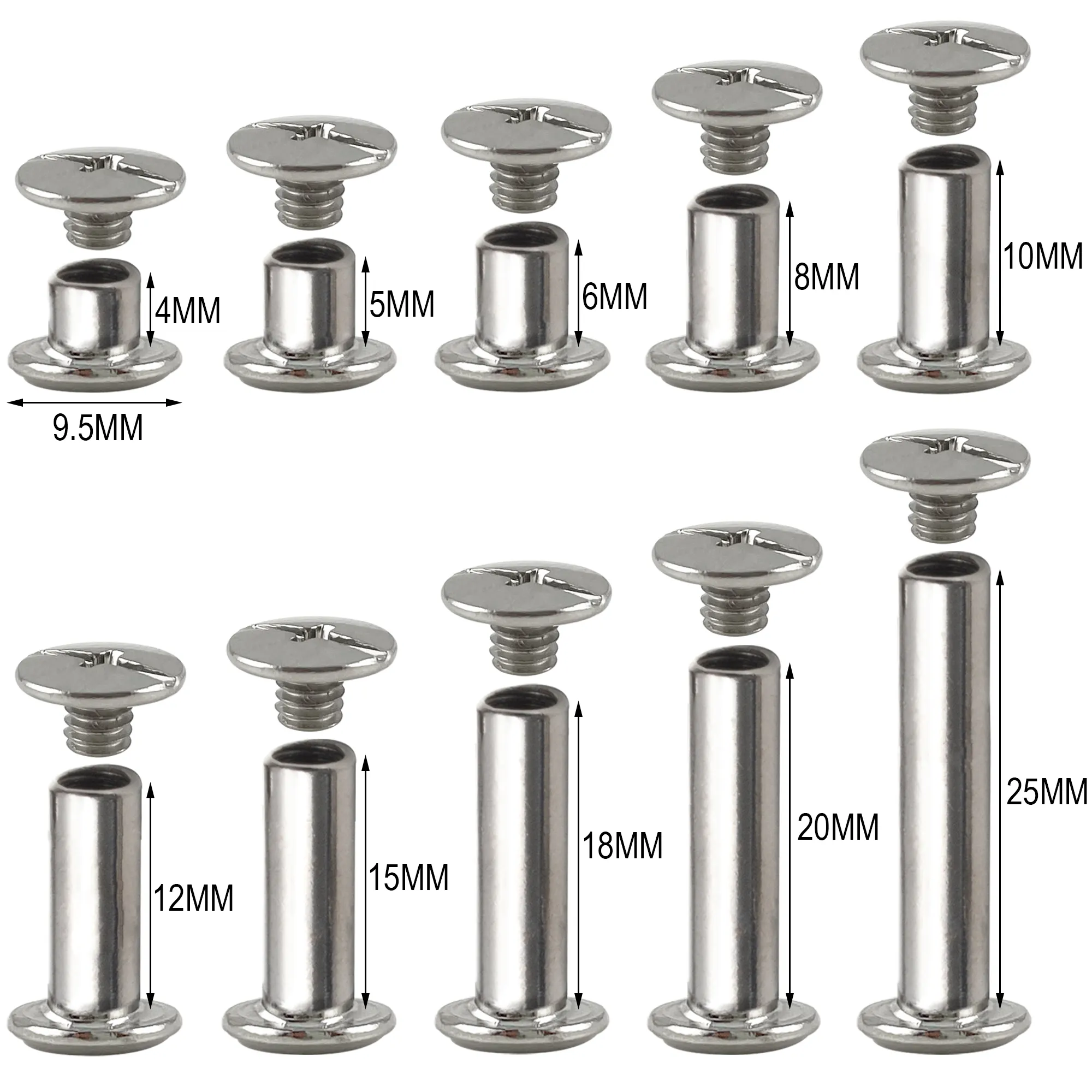 OEM Chicago Screws Countersunk Head Sex Bolt Binding Post Rivet Stainless Steel Male and Female Screw Chicago Screws for Leather