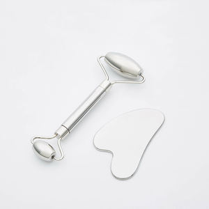 2 In 1 Metalen Guasha Schrapen Massage Tool Huidverzorging Gezichts 304 Roestvrij Staal Gua Sha Face Roller - Product Image 2