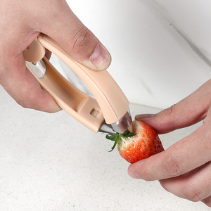 Éplucheur manuel de tiges de fraises, outil de cuisine pour enlever les yeux des tomates et des <span class=keywords><strong>ananas</strong></span>, couteau en plastique et acier inoxydable - Product Image 1