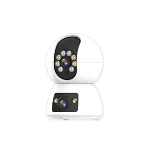 Cámara WiFi de doble lente de 1080P con Audio bidireccional para cámara de seguridad interior para el hogar compatible con cámara de monitoreo de bebé de visión nocturna