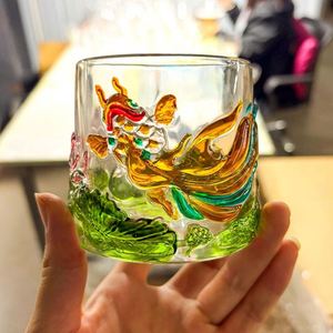 Vasos de Whisky de Cristal Pintados a Mano al por Mayor, Estilo Vintage con Diseño de Nopas, Vasos Coloridos para Beber en Casa, Bar o Fiesta - Product Image 3