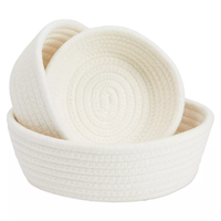 Panier de rangement en corde de coton tissé à la main, panier cadeau en corde de coton naturelle, forme ronde, petit panier