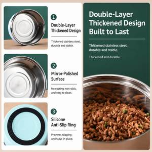 Comederos de Acero Inoxidable para Perros y Gatos con Diseño de Adhesivos, Base Antideslizante, Fáciles de Limpiar y Portátiles - Product Image 5