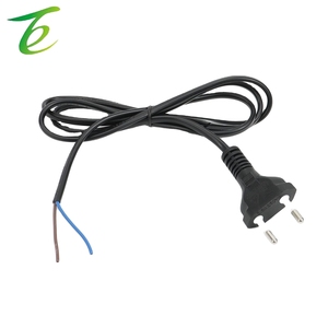 Cable de alimentación de dos núcleos con enchufe brasileño, 2 enchufes, extremo desnudo negro, estándar brasileño, eléctrico, de cobre puro - Product Image 2