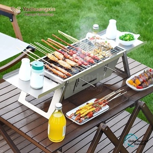 Stainless Steel <b>Portable</b> Folding Charcoal <b>Grill</b> Outdoor Camping BBQ Stove with Lids and Rack - Product Image 2