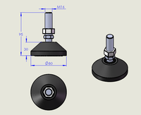 Pied de nivellement universel pivotant JMK 80 M16, pied de fixation réglable en caoutchouc noir 70 ShoreA pour machines de sport et industrielles