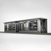 Abri de bus extérieur, abri d'attente pour arrêt de bus, structure en acier, auvent de transport moderne, éclairage LED solaire, vente en gros