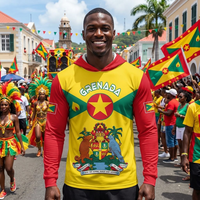 Drapeau national et armoiries de Grenade, chemise de protection solaire à capuche, chemise de protection solaire à manches longues pour hommes