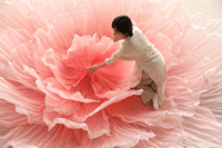 Grande fleur de pivoine en organza - Pivoine géante en soie 3D pour décoration de mariage