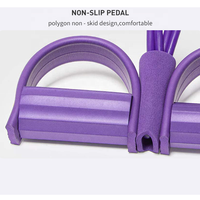 Banda de Resistencia Multifuncional con Cuerda de Tensión para Ejercicio de Yoga, Cuerda Elástica de 4 Tubos con Pedal