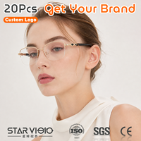 Montures optiques en métal semi-cerclées de luxe avec logo personnalisé, montures de lunettes en acétate tendance pour femmes, ensemble de lunettes de vue