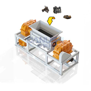 Broyeur à double arbre robuste pour le recyclage industriel de ferraille de fer en aluminium de moteur de moto de voiture - Product Image 1