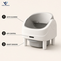 Bac à litière pour chat à nettoyage automatique, toilette intelligente pour chat contrôlée par application avec grille de tamisage et tiroir à déchets, grande capacité
