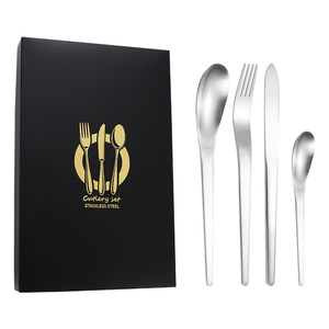 Juego de cubiertos de diseño moderno de 4 piezas al por mayor, cubiertos de acero inoxidable dorado mate con forma escultural para restaurante - Product Image 2