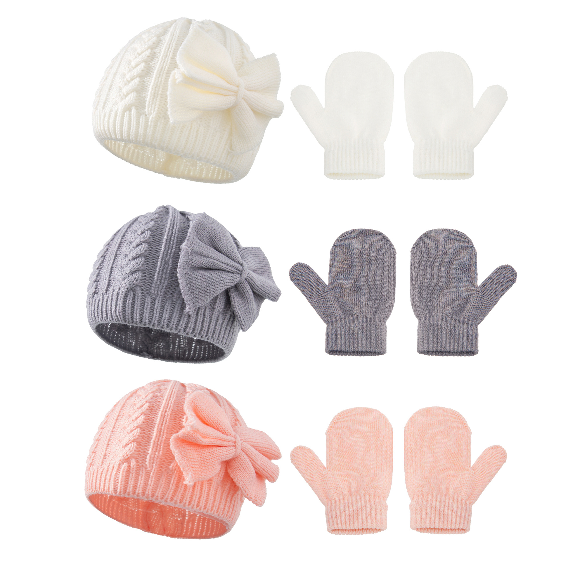 Зимняя разноцветная вязаная шапка и рукавицы для детей