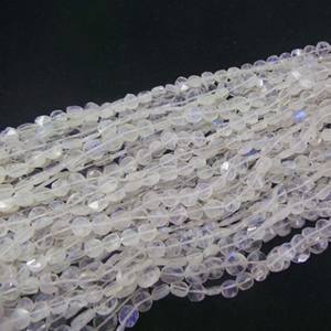 Pierre de lune arc-en-ciel naturelle en gros pierre précieuse à facettes pièce de monnaie perle pierre 7 mm pierre de lune forme pièce bleu feu perles brin - Product Image 5