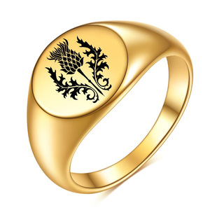Anillo de Flor de Cardo Mariano de 12 mm, Redondo, Grabado con Láser, de Acero Inoxidable, Joyería para Mujer, Regalo - Product Image 1