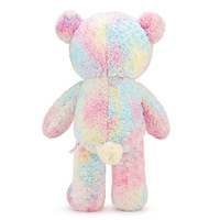 Peluche géante ours en maille tie-dye colorée super douce, adorable poupée pour cadeau de Saint-Valentin, oreiller en peluche pour lit