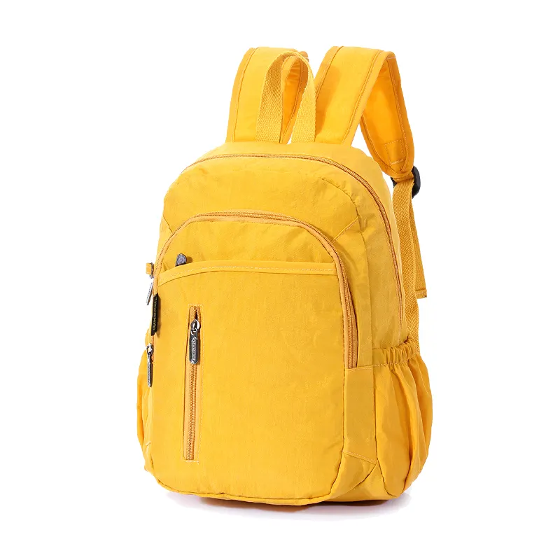 Custom printed logo cheap student book bags personalized yellow stylish rucksack back pack for women