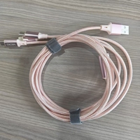 Vente en gros d'usine, câble USB multifonctionnel coloré à charge rapide 3A 3 en 1 en nylon tressé de 1,2 m pour iPhone pour téléphone Samsung