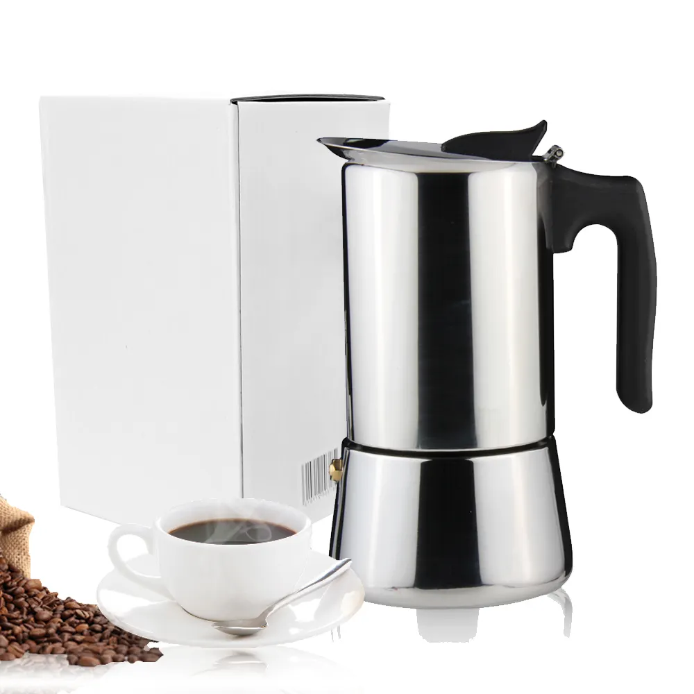 Cafeteira italiana de aço inoxidável, máquina de café expresso, máquina de café moka com passagem lfgb, certificação mini