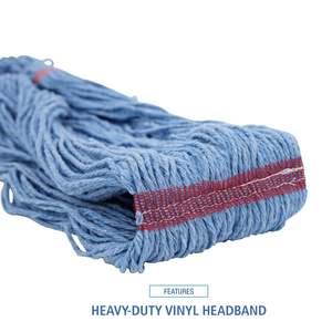 Tête de balai serpillère en microfibre Boardwalk Super Loop avec bande rectangulaire bleue de 1 pouce, grande taille, 12 unités/carton - Product Image 3