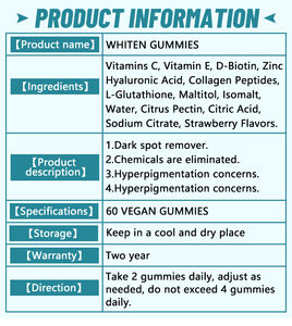 Winstown Gommes pour blanchir la peau halal à base de plantes Marque privée Gommes blanchissantes pour la peau bio Complément alimentaire pour peau blanche - Product Image 2