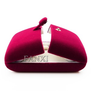 กล่องใส่เครื่องประดับกำมะหยี่สีแดงไวน์แบบพับได้ ยี่ห้อ FANXI จากผู้ผลิตจีน สำหรับคู่รัก กล่องใส่แหวนแต่งงาน พร้อมกระดุม - Product Image 6