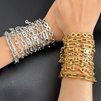 Chaînes faites à la main en acier inoxydable de haute qualité ensemble de bijoux à la mode élégant bracelet de montre bracelet à maillons infinis chaîne Bracelet collier