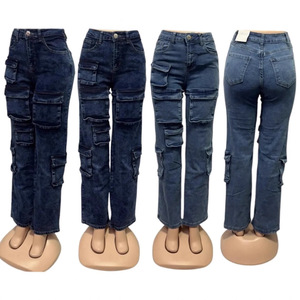 <span class=keywords><strong>Pantaloni</strong></span> <span class=keywords><strong>Cargo</strong></span> <span class=keywords><strong>da</strong></span> <span class=keywords><strong>Donna</strong></span> in Denim Streetwear Invernale Multi-Tasca a Vita Media Vendita all'Ingrosso - Product Image 1